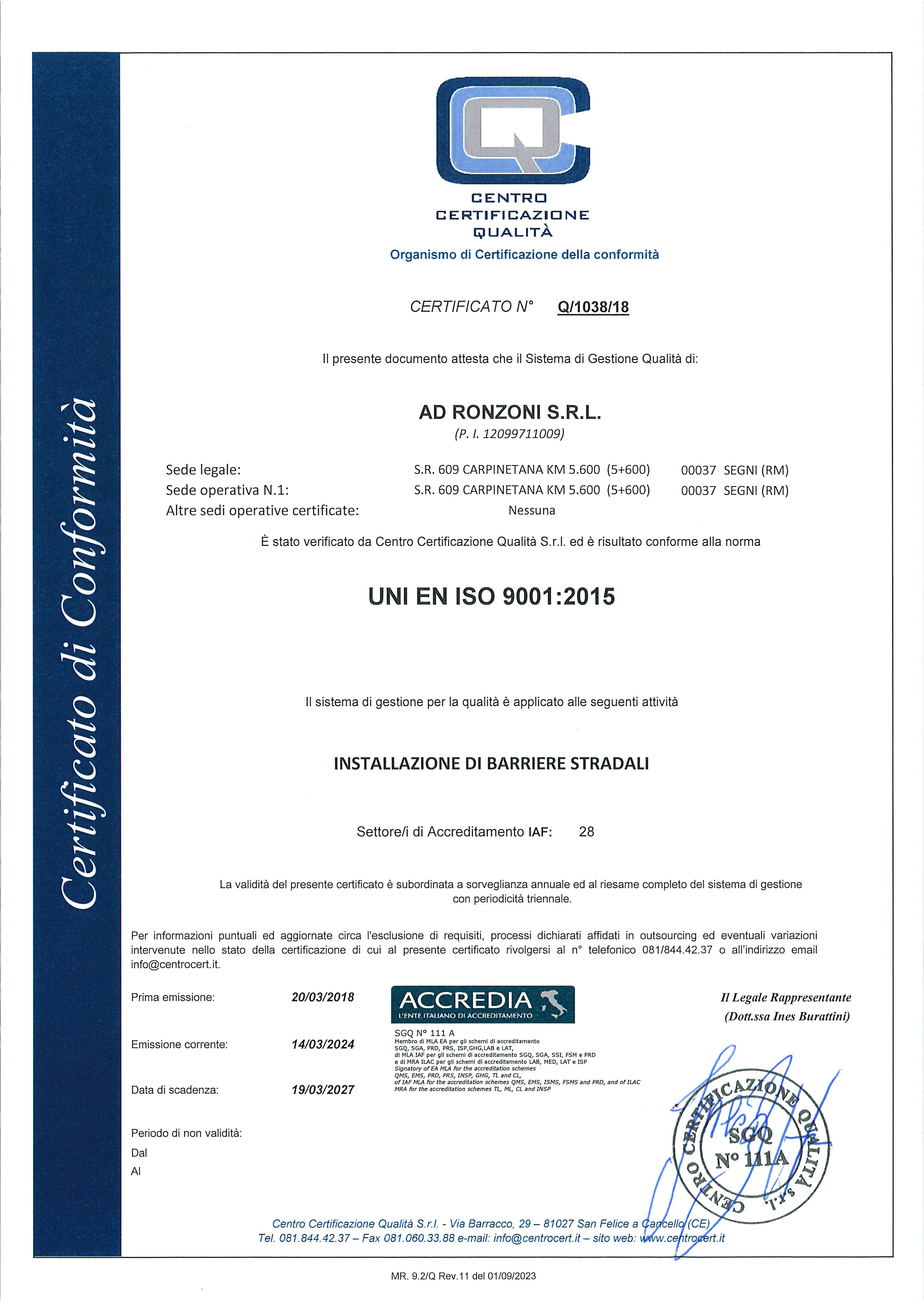 certificazione ISO 9001-2015